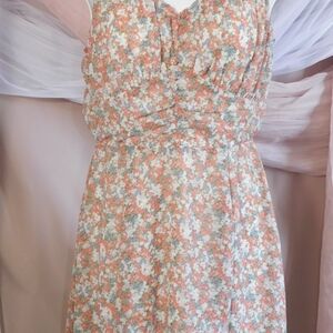 French Kiss Chic Floral Mini Dress with Spaghetti Straps Size M New